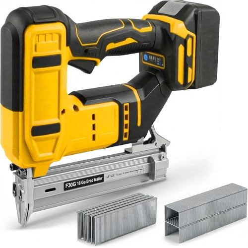 18GA Cloueuse électrique compatible avec Dewalt 20 V, pistolet à clouer et pistolet à agrafes, avec 500 clous et 500 pinces pour le travail du bois, double sécurité, 2 modes de tir (sans batterie)