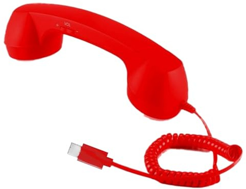 Retro-Telefonhörer – Handheld, Schreibtischzubehör, Typ-C USB verkabelt, altes Telefon-Headset, Videokonferenzen, ergonomisches Anrufgerät für Arbeit, Computer, Meetings, Laptop, Smartphone, Büro