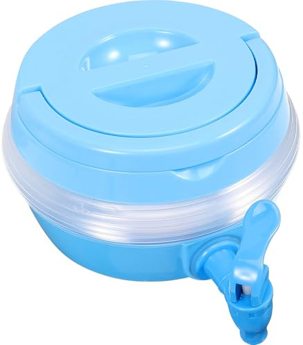 OFFIGAM Distributeur D'eau Pliable Bouteille de Sport Portable 3,5 L avec Robinet en Plastique Bleu pour Camping et Activités en Extérieur