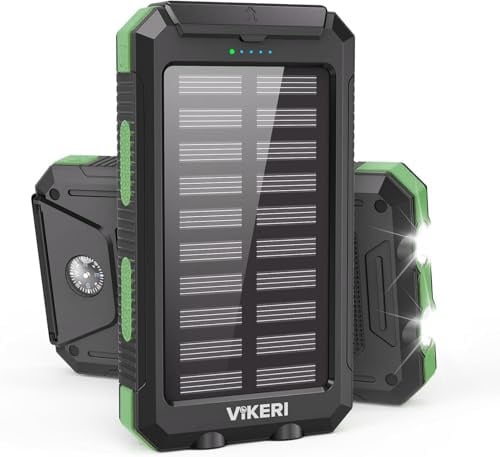 Vikeri Powerbank Solare da 26800 mAh, Power Bank Solare Impermeabile, Porta USB-C per Ricarica Rapida, con 4 uscite, per Smartphone, Tablet, ecc. (Arancione)