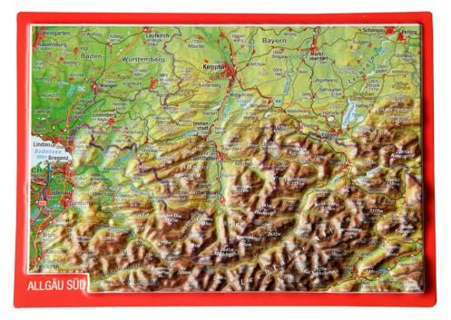 Reliefpostkarte Allgäu Süd: Tiefgezogene Reliefpostkarte