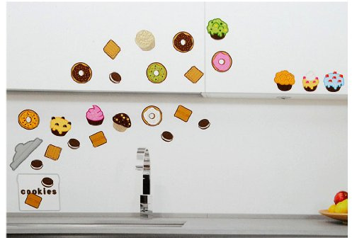 alles-meine.de GmbH 29 TLG. Set XL Wandtattoo Süßigkeiten - Wandsticker Brownies Brownie Donut Aufkleber Wandaufkleber - selbstklebend für Wohnzimmer und Kinderzimmer Deko Sticke