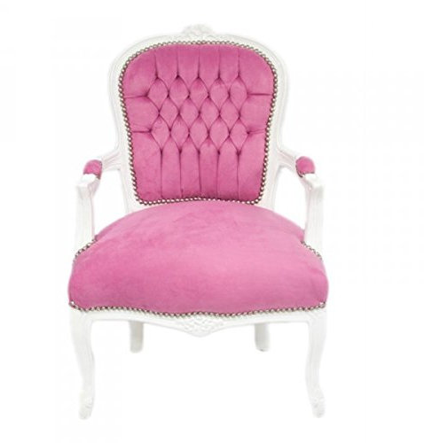 Casa Padrino Barock Salon Stuhl Mod1 Rosa/Weiss
