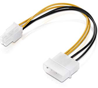 adaptare 35012 15 cm Netzteil Adapter-Kabel 4-polig ATX-Stecker an 4-pin Molex-Anschluss weiß