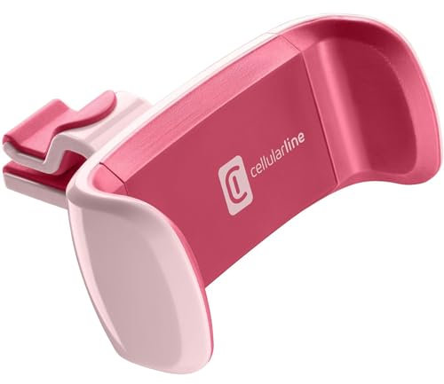 cellularline | Car Holder - Universal | Soporte de Coche para Smartphone Supercolorido - Fijación en el Coche Mediante Gancho a Las Rejillas de Ventilación - Giratorio de 360° - Rosa