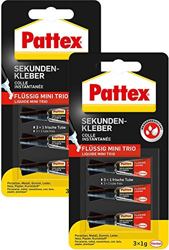 Pattex Sekundenkleber Mini Trio flüssig 6 x 1 g, PSMT2 (6 Tuben à 1 g)