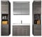 Badezimmer Badmöbel Set Paso XL LED 80cm Waschbecken Grau Eiche - Unterschrank 2X Hochschrank Waschbecken Möbel