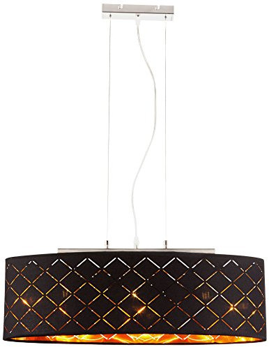 Decken Pendel Leuchte Wohn Zimmer Beleuchtung Textil Hänge Lampe schwarz gold Globo 15229H2
