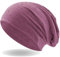 Hatstar Strass Nieten Steine Jersey elastisches Long Slouch Beanie Unisex Herren Damen Mütze (Rot meliert)