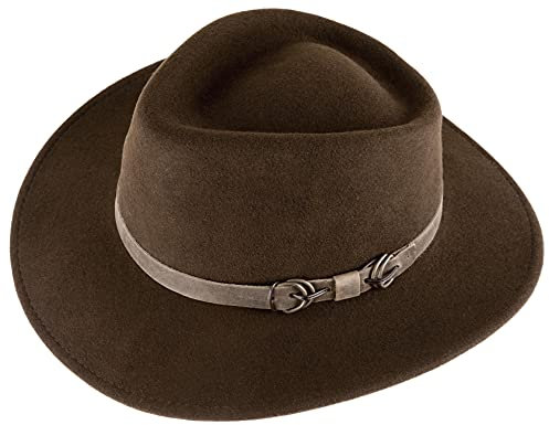 Alpenleder Hut - Modell: Padua (Handgefertigt) - Nachhaltiges Bio-Filz aus regionaler Landwirtschaft | Fedora Wollhut, Hüte Damen & Herren, Filzhut *Fair Produziert* (Größe XL (61-62cm), Tabak)