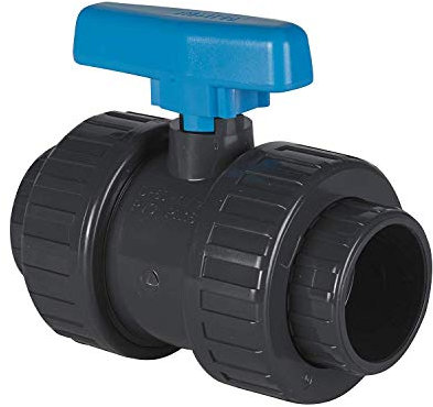 well2wellness® PVC-Kugelhahn mit 2-Wege Klebeanschluss 40mm - blauer Griff (200005)