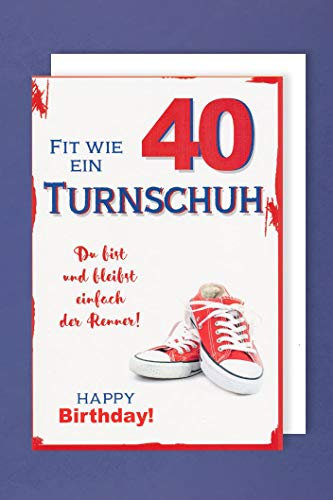 AvanCarte 40 Geburtstag Karte Grußkarte Sport Turnschuh 16x11cm
