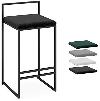 Gsej-Barhocker Nordic minimalistischer Küchenbarhocker mit hoher Theke, weiches Flanellkissen, schwarz-weißer grau-grüner Home-Thekenstuhl, Sitzhöhe: 60 cm