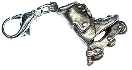 Miniblings Inliner 3D Charm Rollschuh Sport Inlineskating 3 Rollen - Handmade Modeschmuck I Kettenanhänger versilbert - Bettelanhänger Bettelarmband - Anhänger für Armband