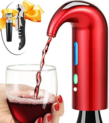 Aérateur de vin Carafe à vin électrique One Touch Rouge - Accessoires de vin blanc Travail d'aération avec ouvre-bouteille pour débutant - Bec verseur,Rouge