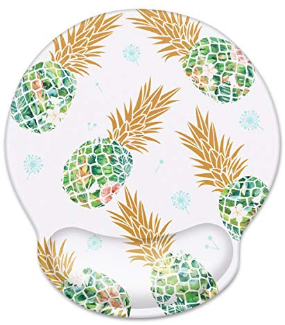 WAVEYU Pineapple Ergonomisches Mauspad mit Handgelenkstütze, niedliches Premium-Textur-Mauspad für kabellose Maus, rutschfeste Gummiunterseite, bequemes Schreibtischzubehör für Laptop, Büro, Zuhause