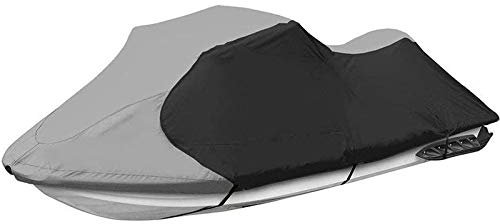 Universelle Jetski Bootsabdeckung, Mit Farbechten Polyestergewebe Boat Waterproof Tarpaulin 210D Jetski-Abdeckung für PWC Jet Ski für 2 bis 3 Personen,Gray+Black,116 to135