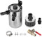 VOBOR Serbatoio Olio, Vaschetta Olio Motore Serbatoio Benzina Moto, Universale in Lega di Alluminio Serbatoio di Cattura Con Kit di Accessori A 2 Porte(Argento)