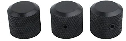 Guyker 3Pcs Potentiometer Control Knobs with 6mm(0.24”) Dia. Shaft Pot - High Grade Knurled Volume Tuning Audio Knob Replacement for Electric Guitar or Precision Bass - CNC Machined(Black)