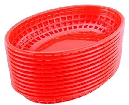 Cabilock 12Pcs Alimentaire Paniers De Rangement en Plastique Panier Bin Plateau De Service Alimentaire Collations Plaque pour Hot- Dogs Hamburgers Sandwiches Frites Barbecues