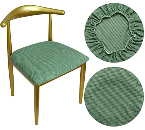 HuaLiSiJi Stuhlbezug Rund Luxuriöser Stoff, Durchmesser 36-50cm, Rund Dehnbar Knitterfrei Waschbar Staubdicht (Grün, 1)