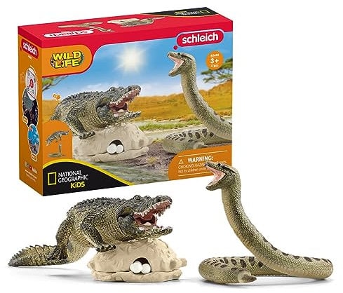 SCHLEICH WILD Life 42559 Gefahr im Sumpf Alligator und Schlange - 5-Teiliges Realistisches Tiere Set Spielzeug mit Nest und Eiern, Pädagogisches Tiere Figuren Set für Kinder ab 3 Jahren