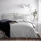 Yard Hebden Mélange Stripe Cotton Duvet Set – Ultra Soft Reversible Striped Bedding (Grey – King)
