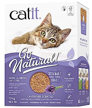 Go Natural! Klumpende nachhaltige Katzenstreu aus Holz mit Lavendelduft 7,5kg