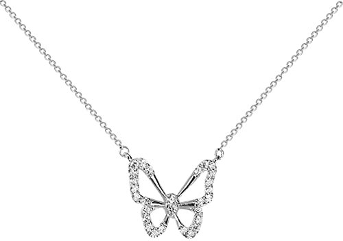 Halskette Damen Modeschmuck S925 Sterling Silber Schmetterling Halskette Geschenk Damen Persönlichkeit Mode Anhänger Freundin (Silver, One Size)