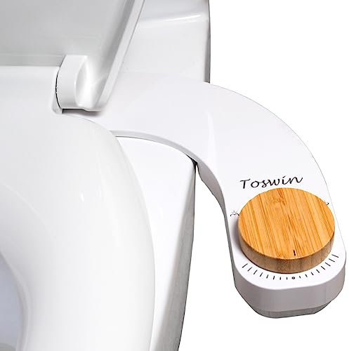 Toswin Linkshänder-Bidet für Linkshänder, ultradünnes Bidet, linke Seitensteuerung, transparenter Bidet-Aufsatz für die Toilette mit zwei Düsen vorne und hinten und verstellbarem