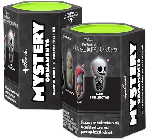 Hallmark Disney Tim Burton's The Nightmare Before Christmas Mystery Christmas Ornaments, Set of 2, Shatterproof