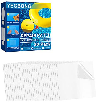 Kit di 30 toppe autoadesive per piscina, kit di riparazione facile fai da te per piscina gonfiabile, anello da nuoto, tenda (quadrata)