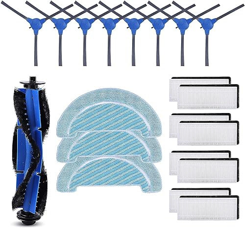 Recamania Kit Accesorios Recambio para Cecotec Conga 1090 1790 1990 1099 1760 1970 Robot Aspirador Repuesto 1 Cepillo Principal, 8 Cepillos Laterales, 8 Filtros HEPA, 3 Mopas