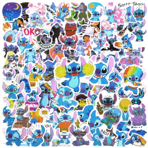 100pcs Stickers for Party Bags Waterproof Vinyl Kawaii Stickers Cartoon Sticker for Water Bottles Laptop Luggage Scrapbook Guitar