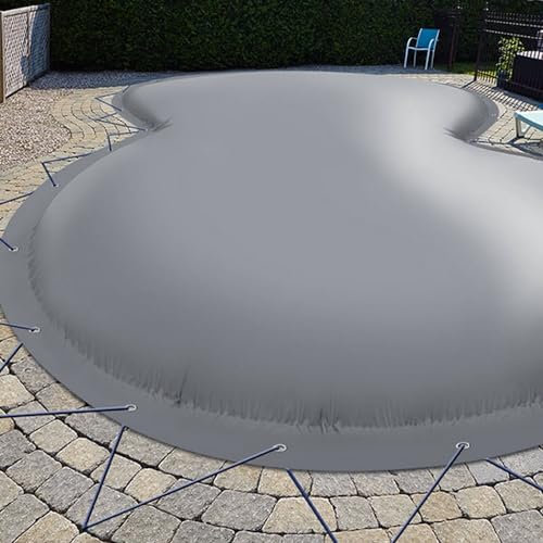 SAXONICA Aufblasbare Poolabdeckung Achtformpool 770 x 500 cm I Achtform Pool 7,7 x 5 m I grau