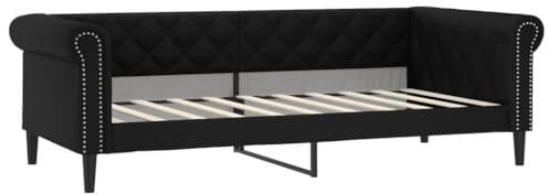 vidaXL Tagesbett, Gästebett 2-in-1, Sofabett Schlafsofa für Schlafzimmer Wohnzimmer, Bettsofa Sofa, Modernes Design, Schwarz 90x190cm Kunstleder