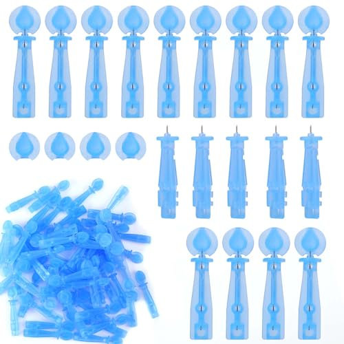 WLLHYF 60 Pcs Blackhead Blemish Remover ABS Blue Tool Comedone Removal Whitehead Blackhead Remover Set Professional Pimple Popper Needle Remover Tools for Beauty Salon Home