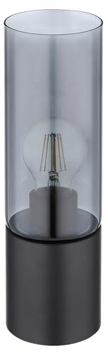 Globo Tischlampe - Grau - Schwarz matt - Metall - Rauchglas - H 30 cm