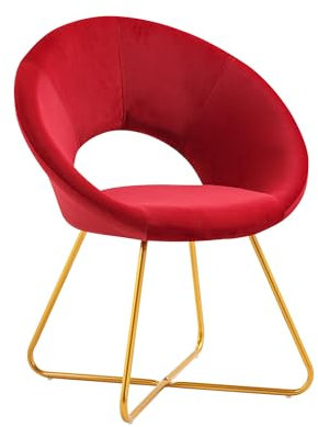 IlGruppone Poltrona Tonda Camera da Letto in Velluto Design Moderno, Sedia Imbottita Circolare con Gambe in Metallo Placcato Oro - Poltroncina per Salotto con Seduta Morbida Modello Grace - Ciliegia