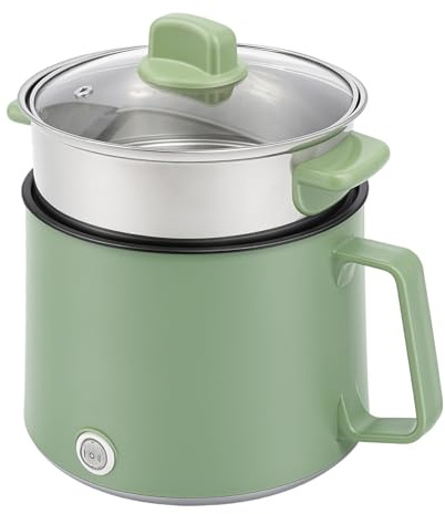 1.7L Elektrische Hot Pot | Mini Multikocher Tragbare Antihaft Topf mit Doppelter Leistungssteuerung, Travel Electric Bratpfanne mit Dampfgarer für Home Office Dorm (Grün)