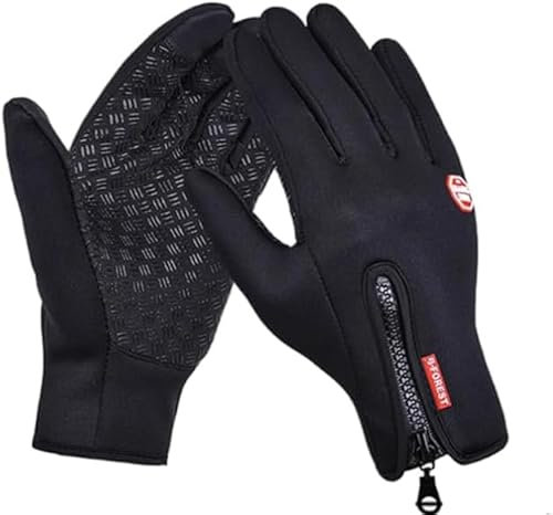 Freezer Thermo Handschuhe, Warme Winterhandschuhe mit wasserabweisender Beschichtung und Touchscreen-Funktion, ideal für Outdoor-Arbeiten, Laufen und Radfahren (Schwarz, XL)