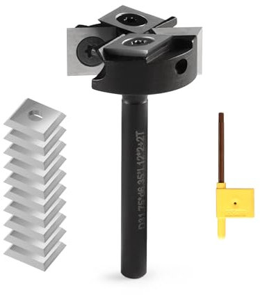 Trvoxviq CNC Spoilboard Surfacing Router Bits 1/4'' Shank Wood Planer Bit Surfacing Bit with 2+2 Indexable Inserts, Carbide Milling Cutter Slab Flattening Planning Bit for Woodworking Engraving