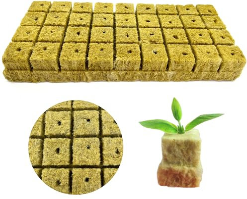OHYER 36 Stück Steinwolle Würfel Grow Anzucht Anzuchtmatte Bodenlos Anbau Hydrokultur Steinwolle Anzucht Quadratisch Setzen und Verpflanzen von hydroponischen Gemüsestecklingen (3 x 3 x 4cm)
