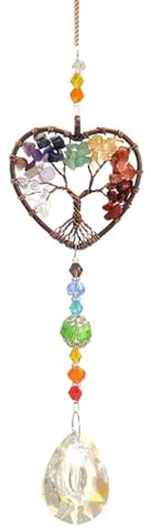 1 Pièce Arbre de Vie en Forme de Coeur, Attrape-Soleil en Cristal, pour Décoration de Jardin Maison de Fenêtre - Coloré
