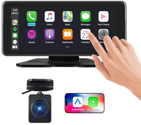 VSYSTO Portable Car Stereo, Support Carplay and Android Auto, 6.86 Car Carplay Touchscreen WiFi Truck Dash Cam with 2K Camera for Semi Trailer Van Tractor RV, GPS Navigation, Two Mounting Brackets