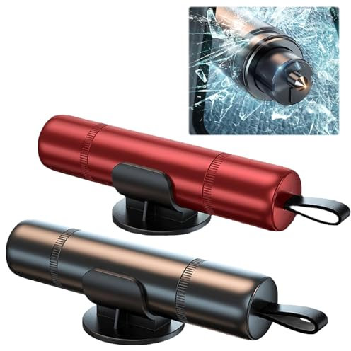 Gurtschneider 2 PCS Hammerdex Nothammer Auto mit Gurtschneider Tüv Kompakter Tragbarer Gurtschneider Nothammer Nothammer Glasbrecher Auto-Essentials (Schwarz + Rot)