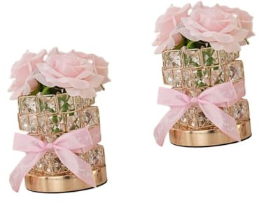 OSALADI 2 Stück Kristall Rosen Lampe Tischlampe Niedliche Lampen Ästhetische Lampe Für Kinderzimmer Schreibtischlampe Dekorative Lichtverzierung Kristall Rose Schreibtischlampe
