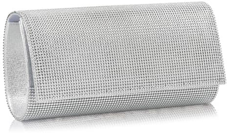 Michelle Moon Handtasche Damen Klein Elegant mit Glitzer | Abendtasche Silber | Clutch Silber Glitzer für Hochzeit, Party und besondere Anlässe | Handtasche Silber Damen mit abnehmbarer Schulterkette
