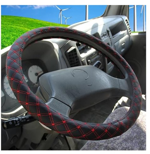 Auto Lenkradschoner Durchmesser Der Lenkradabdeckung Für LKW Bus Auto Für 36 38 40 42 45 47 50 cm Kohlefaser Schwarz Rot Dynamisch Lenkrad Bezug(45cm)