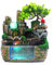 FENNNDS Zimmerbrunnen Wasserfall Natur Buntes Licht Tischbrunnen mit Nebel und Pflanzen, 38 x 38 x 28cm, Meditation und Entspannung, LED Zierbrunnen für Wohnzimmer, Schlafzimmer, Büro Dekoration